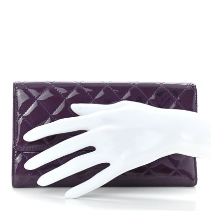 Chanel Patent Calfskin Quilted Large Brilliant Flap Wallet Purple 2 of 14