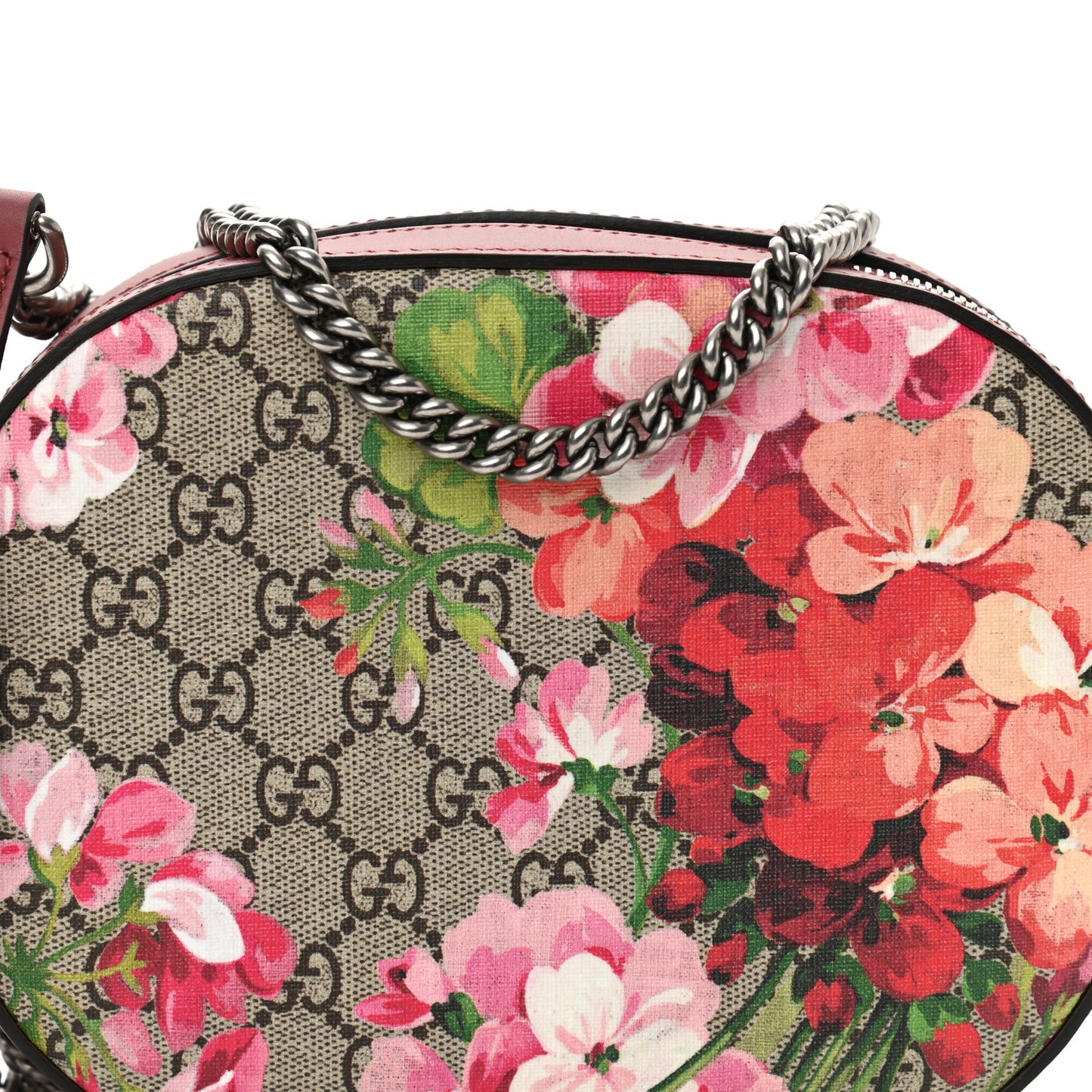 GG Supreme Monogram Blooms Mini Chain Shoulder Bag Beige Multicolor Dry Rose
