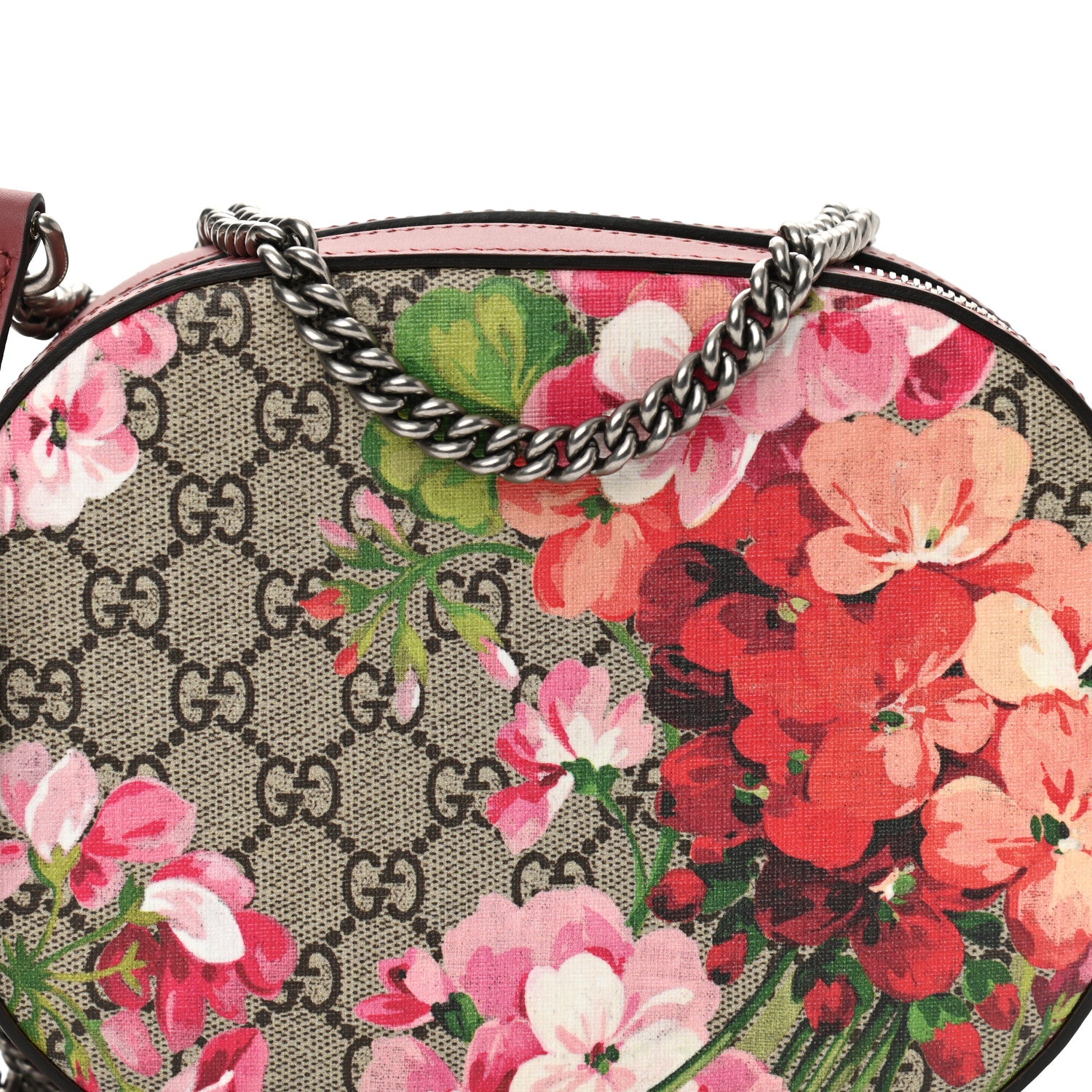 Gucci GG Supreme Monogram Blooms Mini Chain Shoulder Bag Beige Multicolor Dry Rose 8 of 10