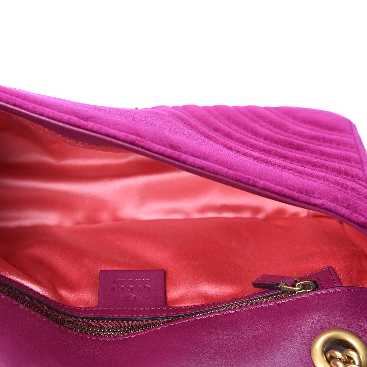 Gucci Velvet Matelasse Small GG Marmont Shoulder Bag Fuchsia Violet Cyclamen 4 of 9