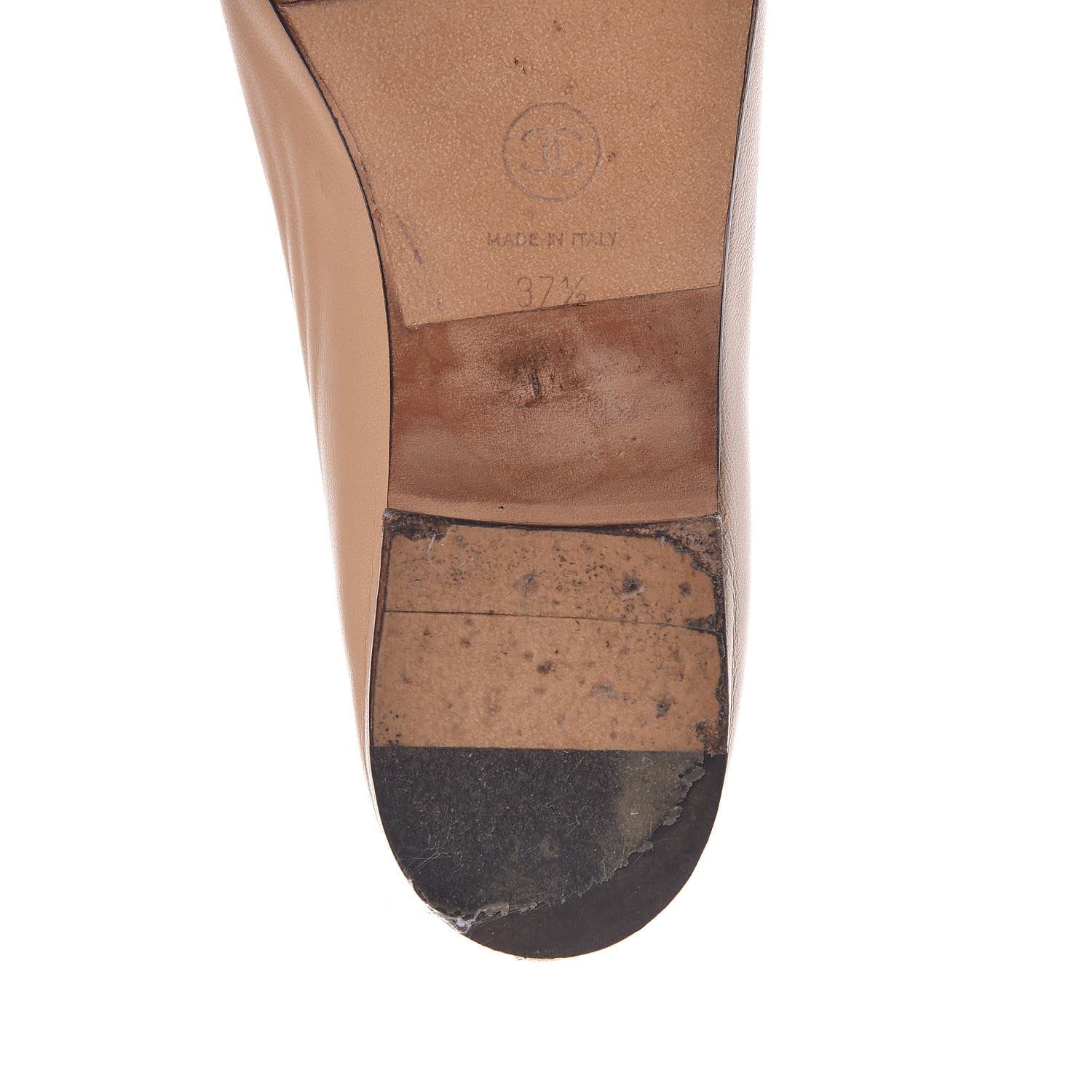 Chanel Lambskin CC Cap Toe Ballerina Flats 37.5 Beige Black 11 of 16