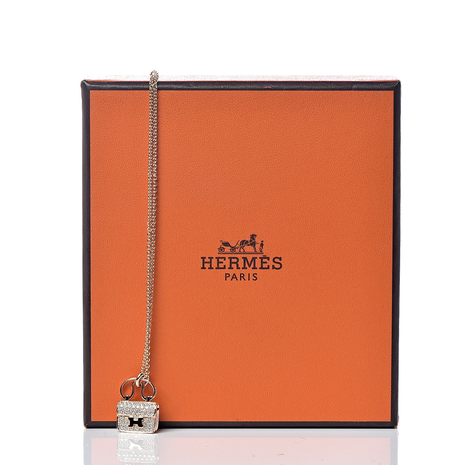 Hermes 18K Rose Gold Diamond Constance Amulette Pendant Necklace 7 of 7