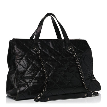 Chanel Crumpled Grained Calfskin Quilted CC Crave Tote Black 3 of 22