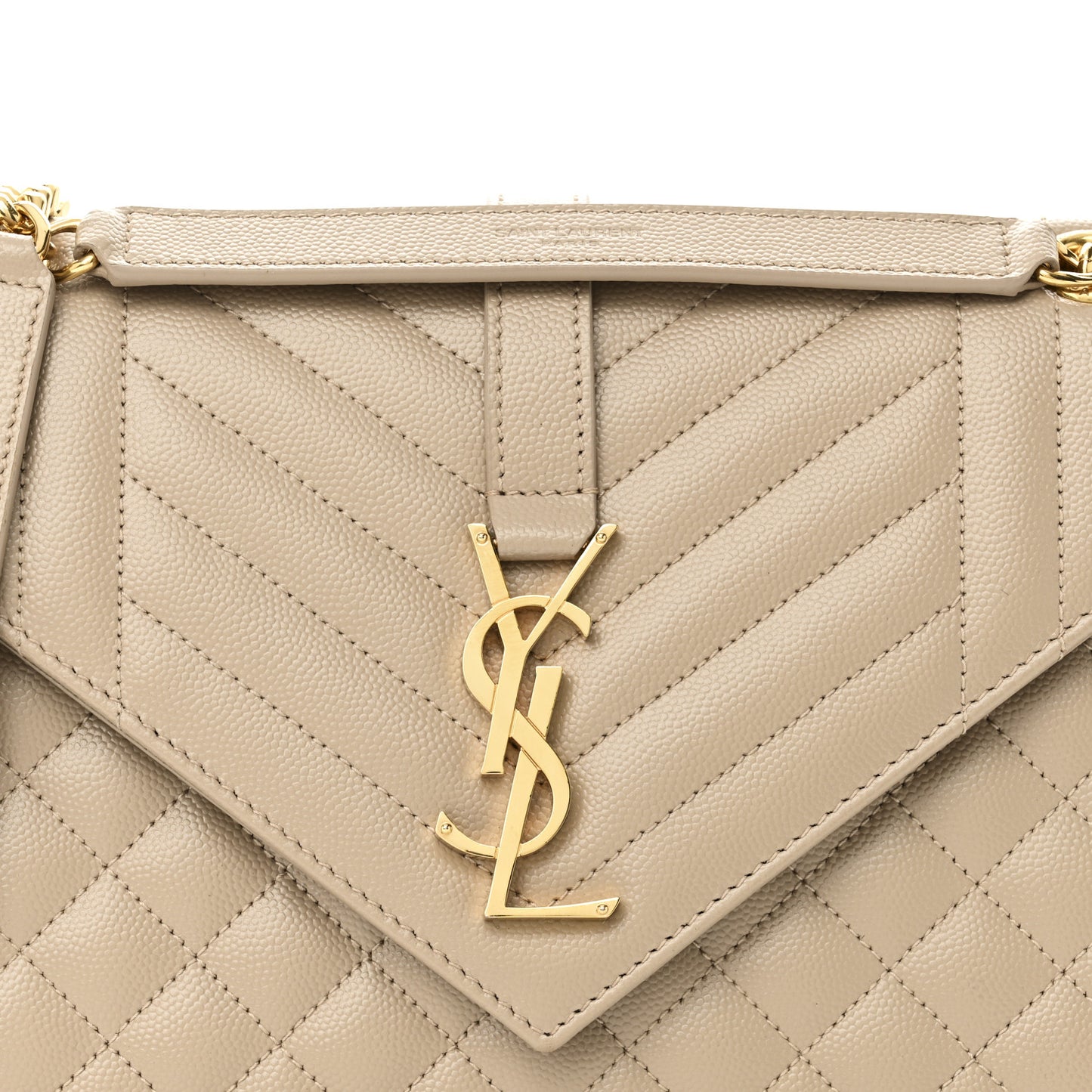 Grain De Poudre Textured Mixed Matelasse Medium Triquilt Monogram Satchel Dark Beige