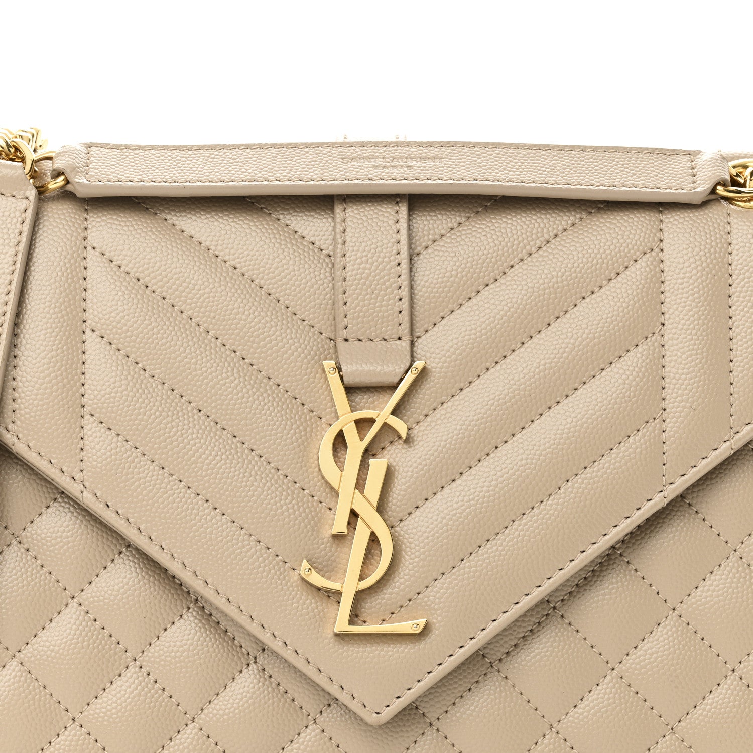 Saint Laurent Grain De Poudre Textured Mixed Matelasse Medium Triquilt Monogram Satchel Dark Beige 7 of 9