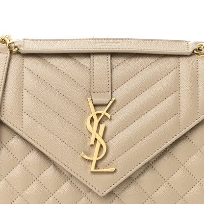 Saint Laurent Grain De Poudre Textured Mixed Matelasse Medium Triquilt Monogram Satchel Dark Beige 7 of 9