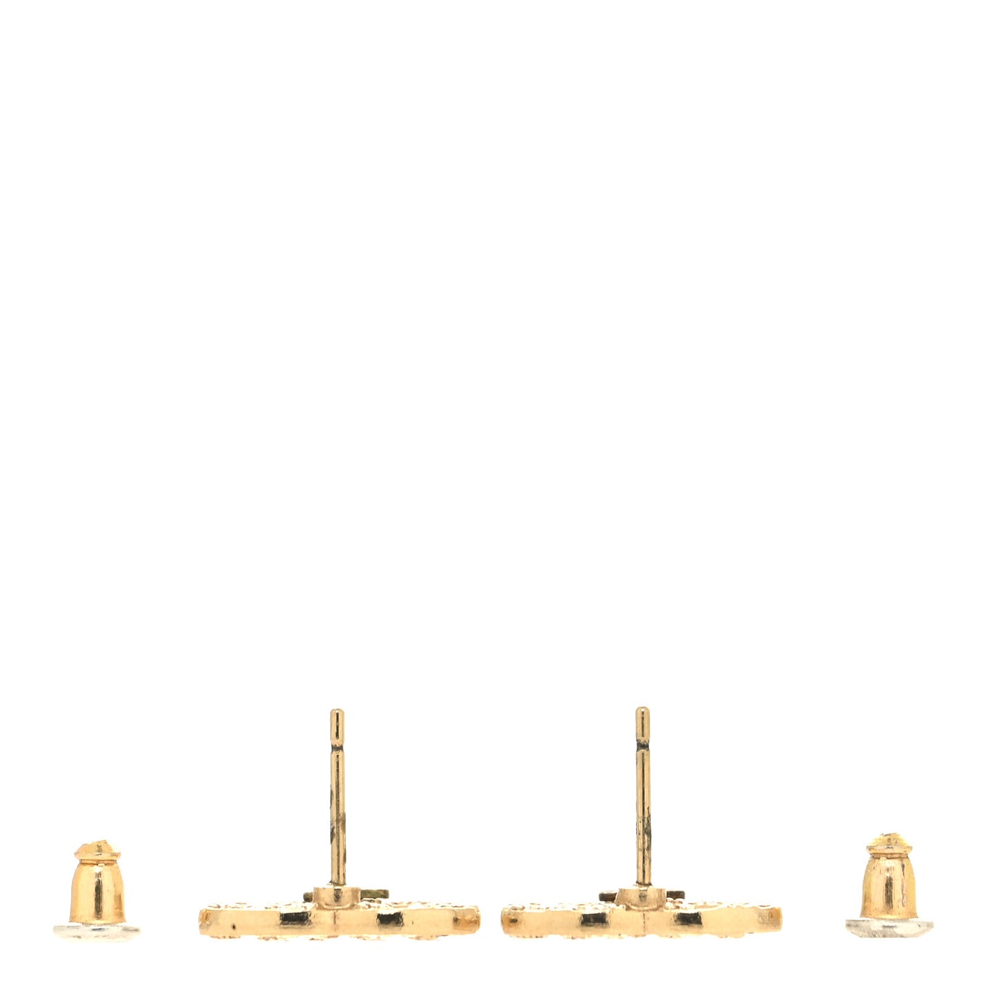 Metal Textured CC Earrings Gold