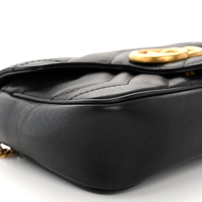 Gucci Calfskin Matelasse Super Mini GG Marmont Shoulder Bag Black 9 of 11