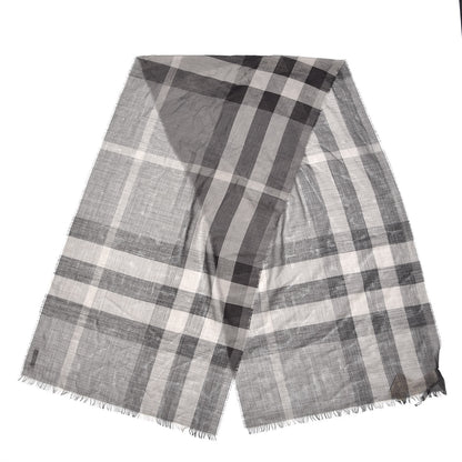 Burberry Wool Silk Gauze Giant Exploded Check Scarf Charcoal 3 of 5