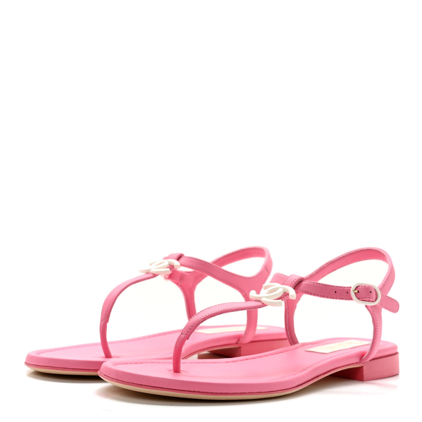 Lambskin CC Thong Sandals 39.5 Light Pink