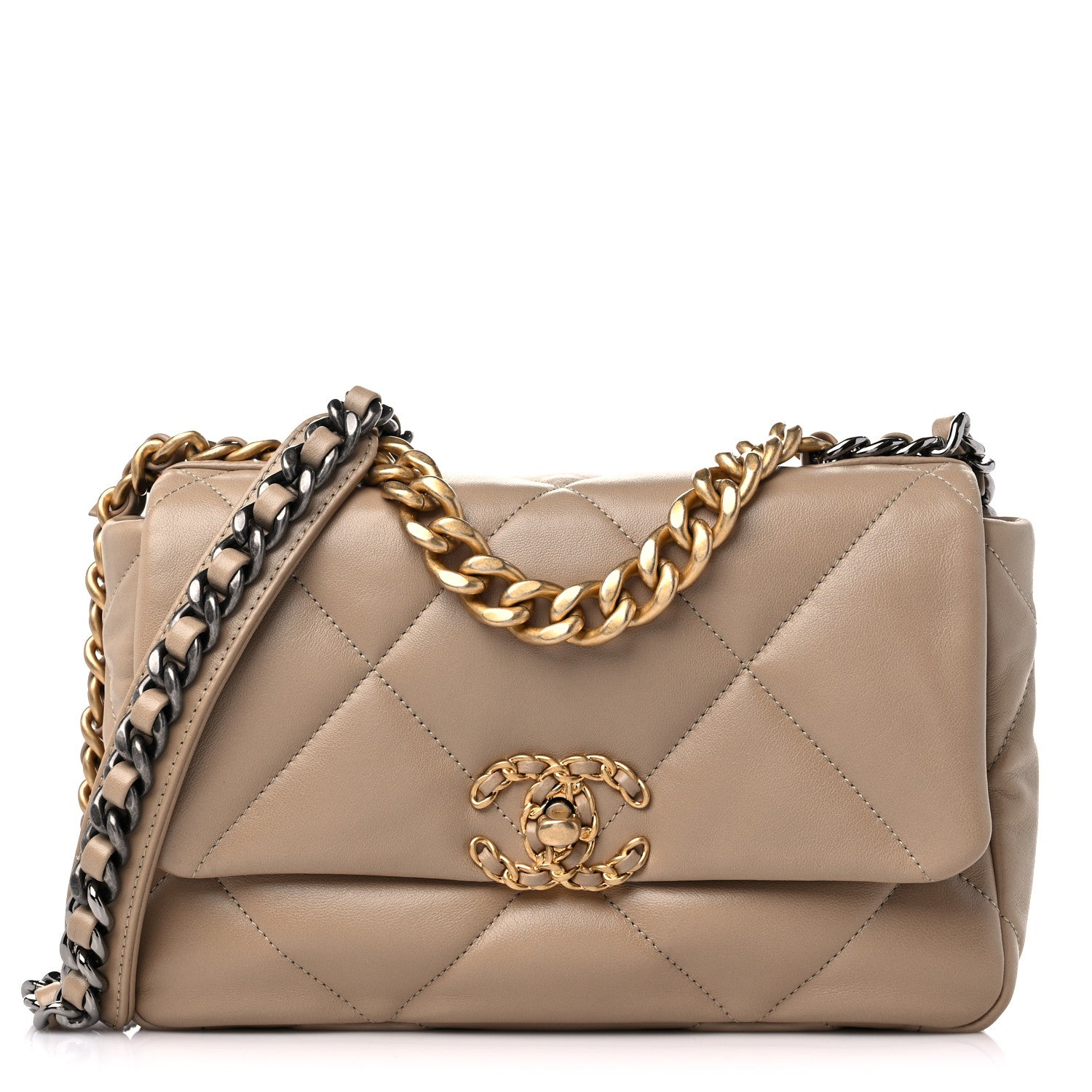 Chanel Lambskin Quilted Medium Chanel 19 Flap Dark Beige 1 of 9