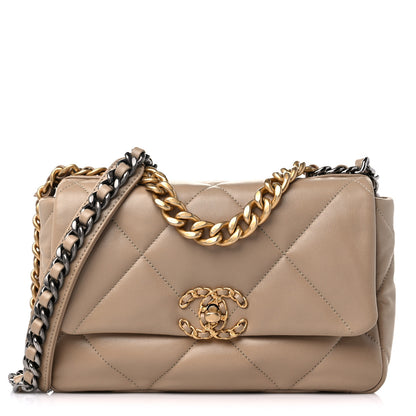 Chanel Lambskin Quilted Medium Chanel 19 Flap Dark Beige 1 of 9
