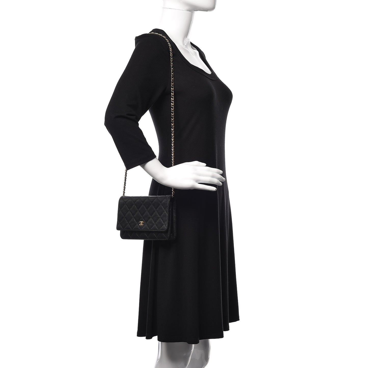 Caviar Quilted Wallet On Chain WOC Black