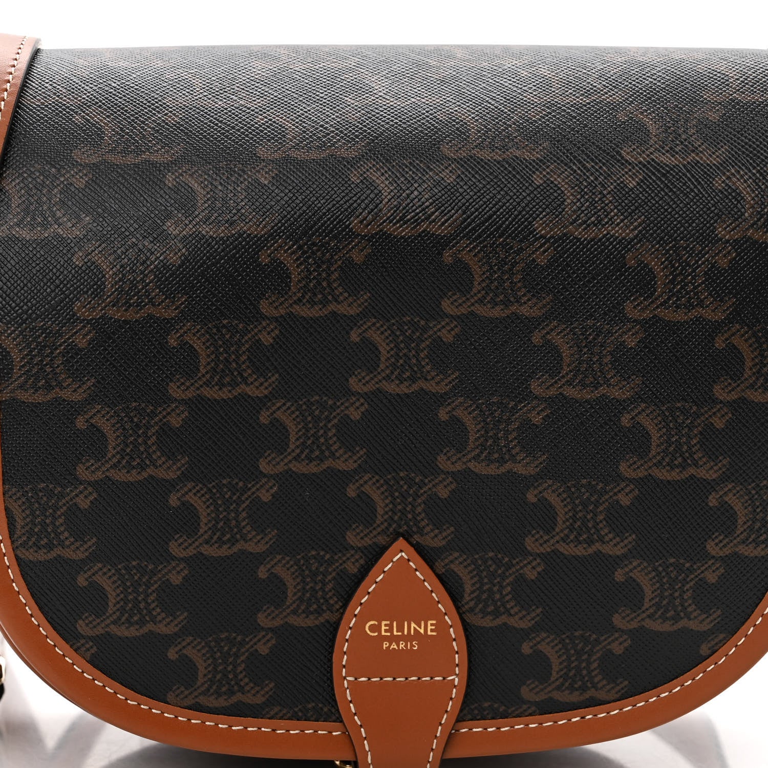 Celine Triomphe Canvas Medium Folco Bag Tan 7 of 9
