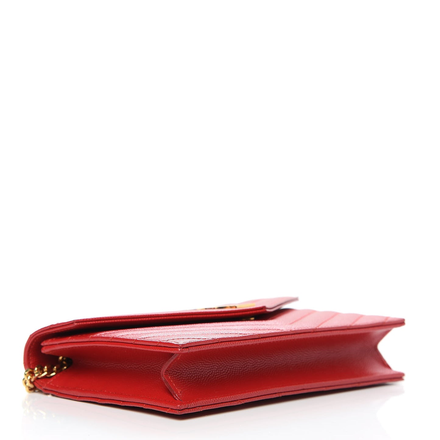 Grain De Poudre Matelasse Chevron Monogram Envelope Chain Wallet New Red