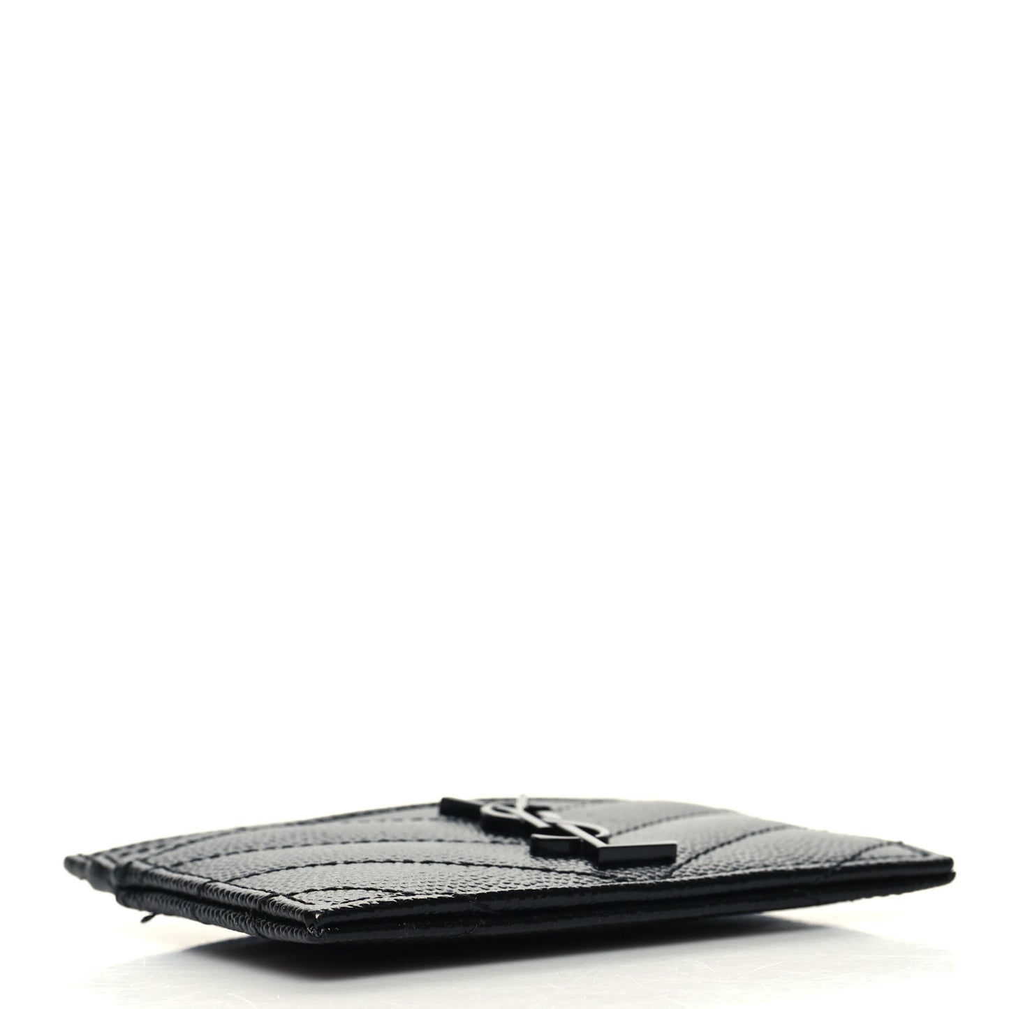 Grain De Poudre Matelasse Chevron Monochrome Monogram Credit Card Case Black