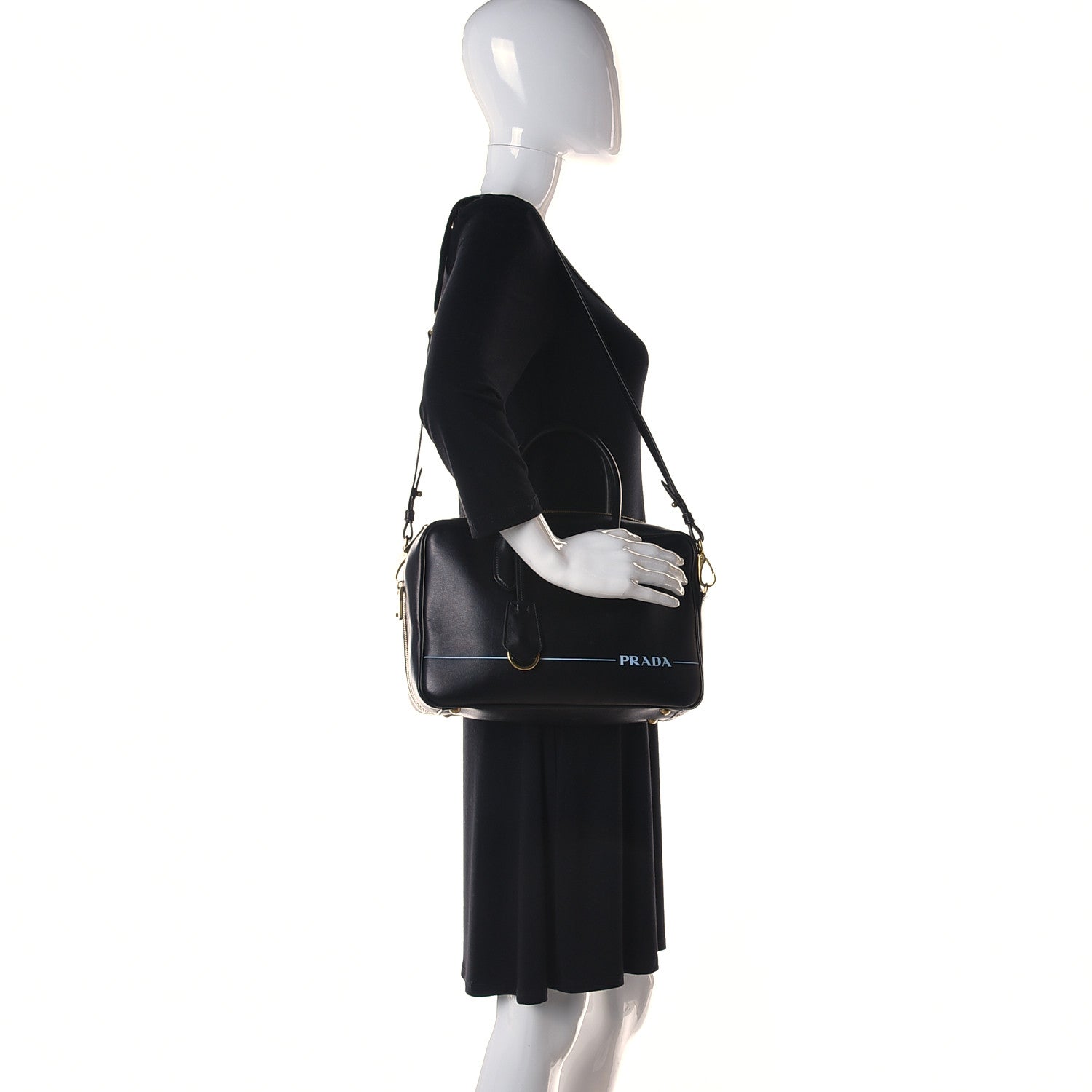 Prada City Calf Mirage Bauletto Black 2 of 23