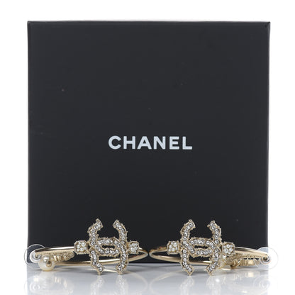 Chanel Crystal CC Camellia Express CC Drop Hoop Earrings Gold 6 of 6