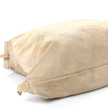 Chanel Suede Nylon Stitched Hobo Messenger Bag Beige Brown 9 of 10