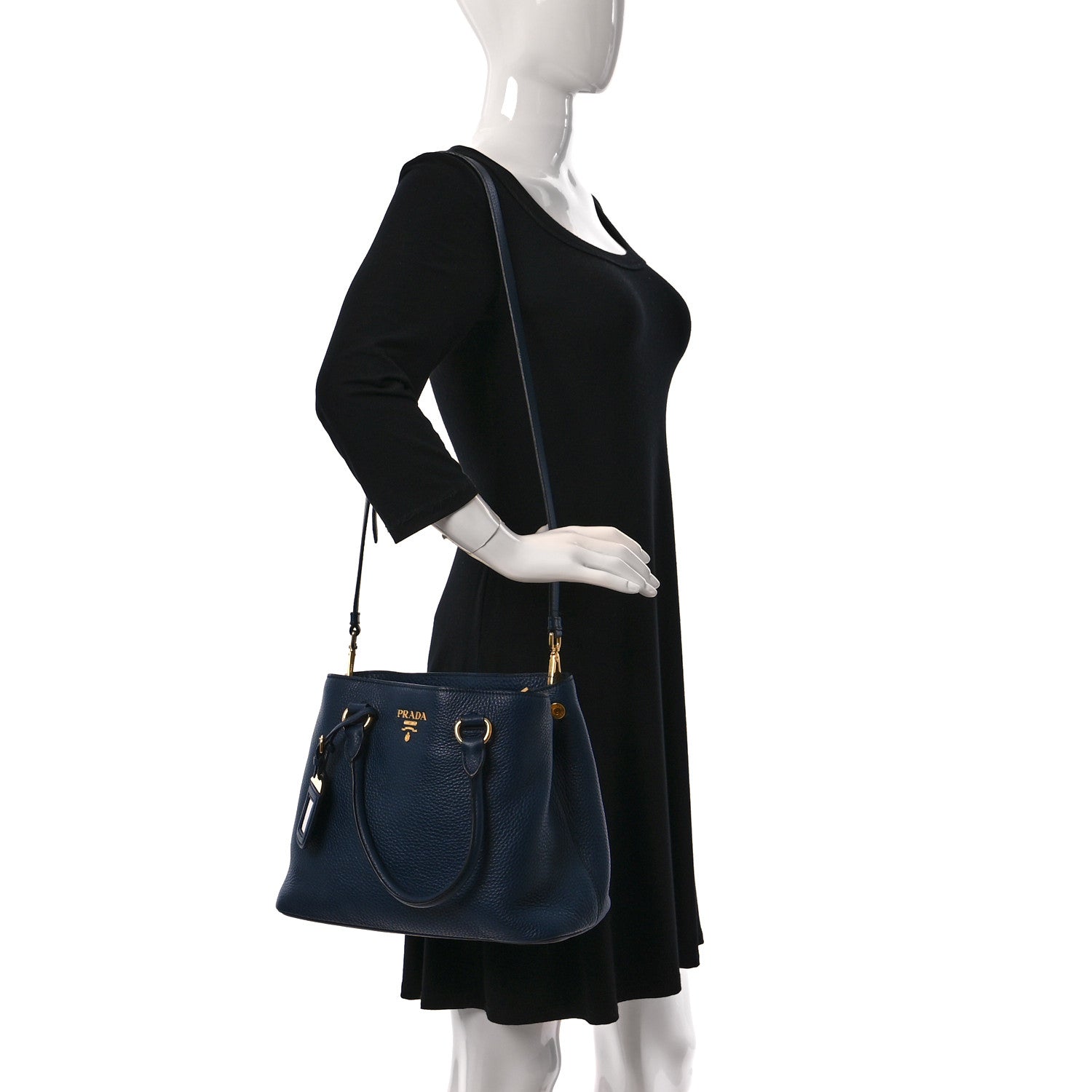 Prada Vitello Daino Top Handle Bag Baltico 2 of 9