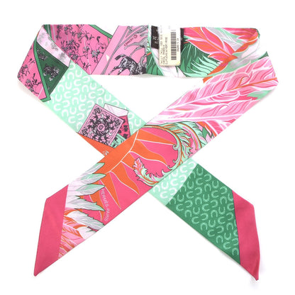 Hermes Silk Cheval Phoenix Twilly Fuchsia Vert Rose 1 of 5