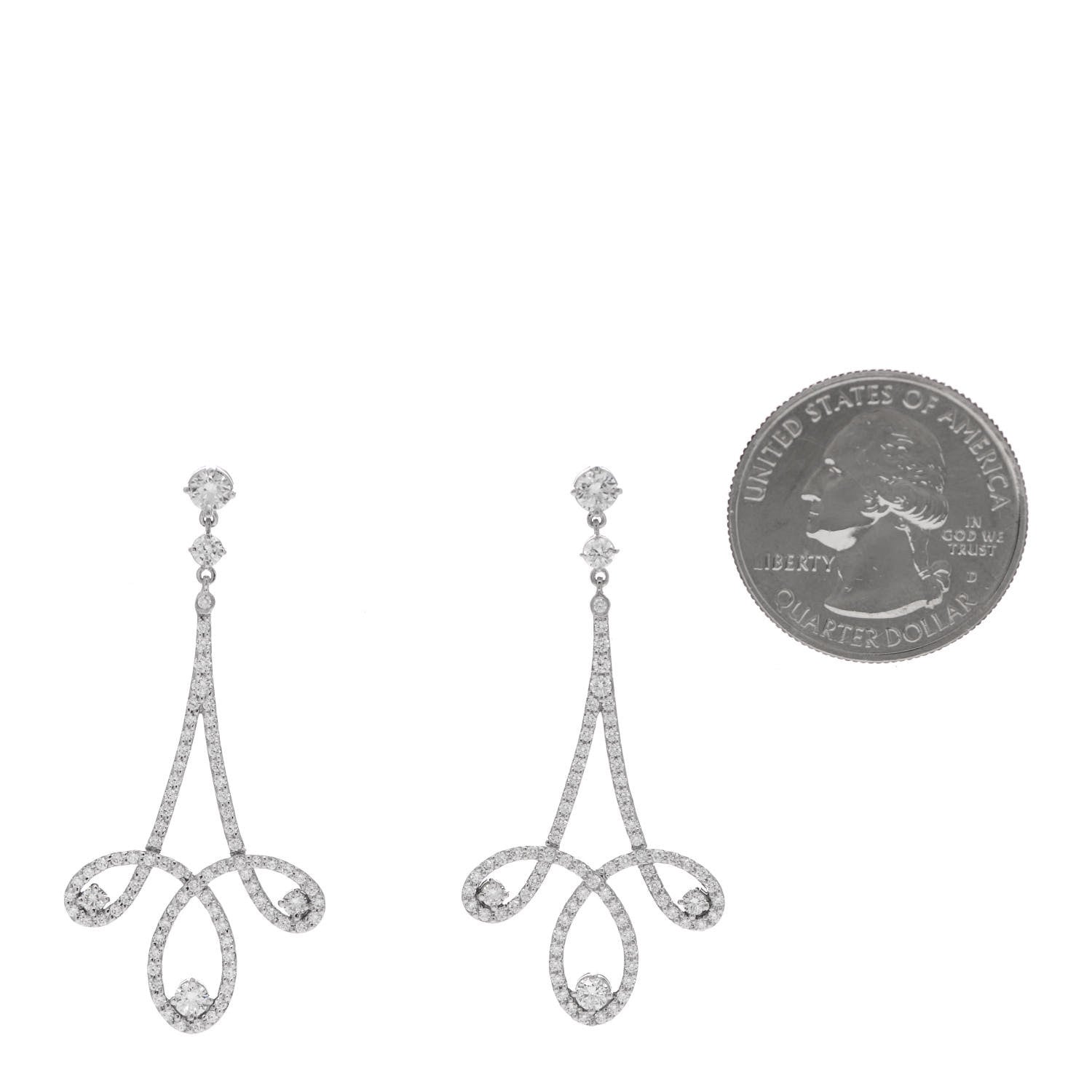 Tiffany Platinum Diamond Enchant Scroll Drop Earrings 2 of 5