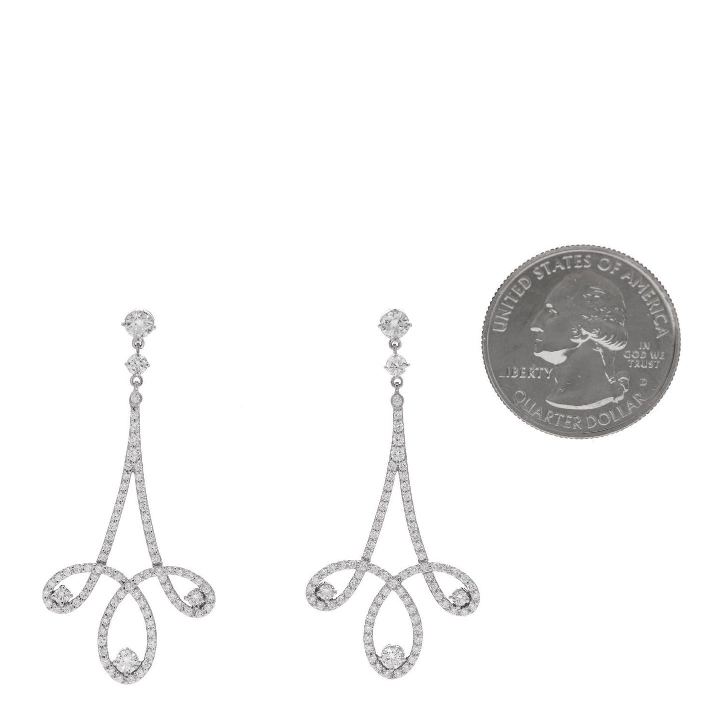 Platinum Diamond Enchant Scroll Drop Earrings
