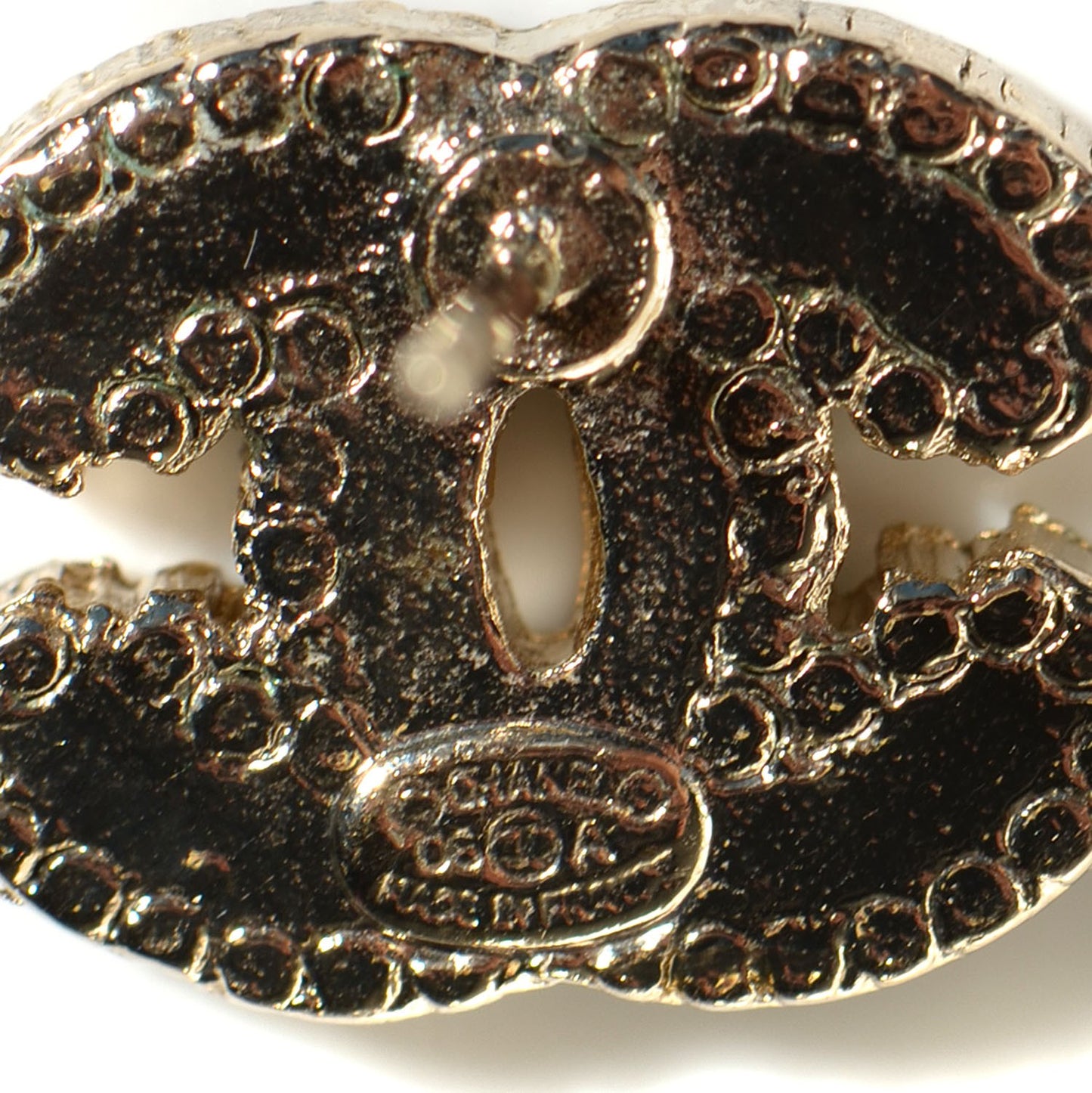 Crystal CC Enamel Striped Stud Earrings Gold