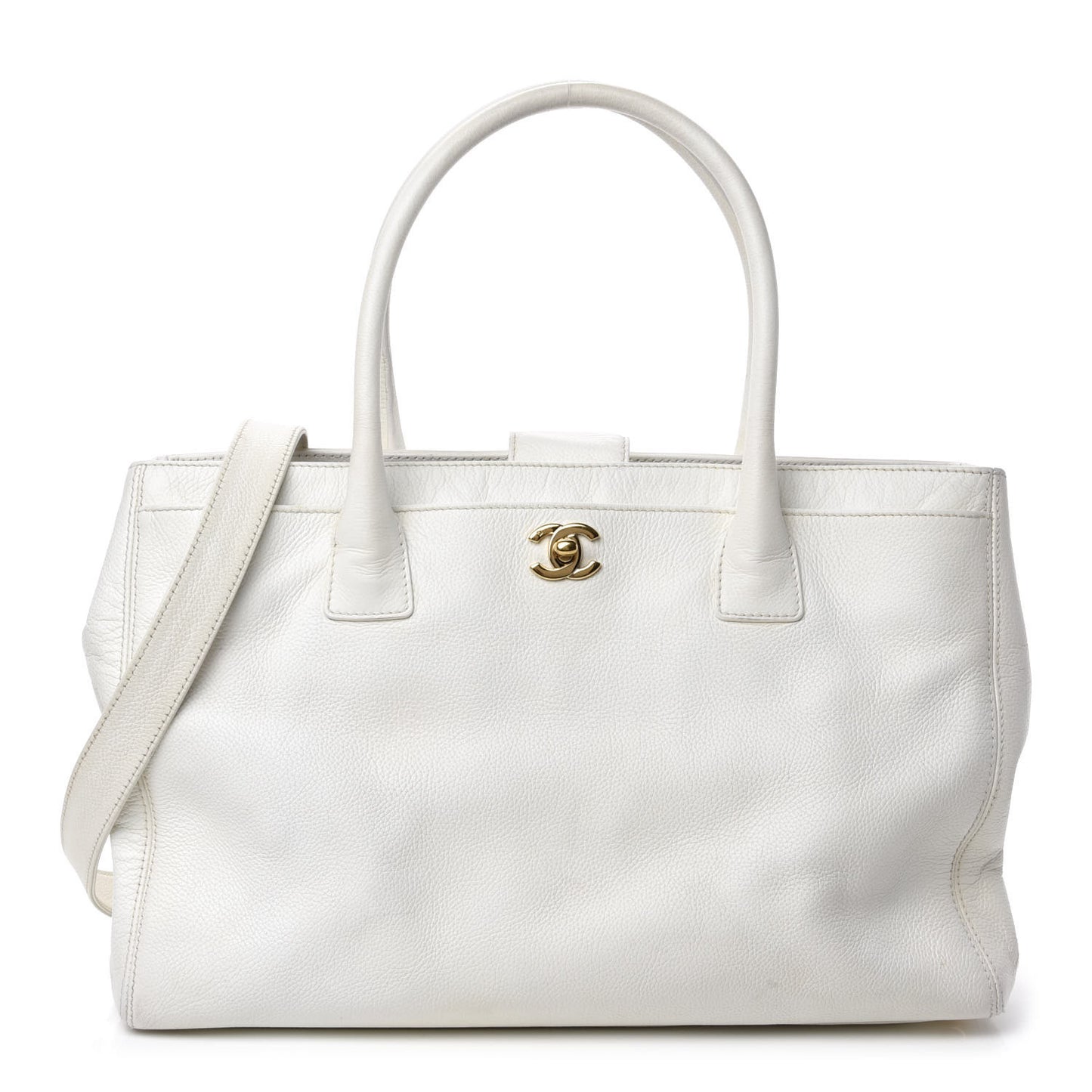 Calfskin Cerf Executive Shopper Tote White