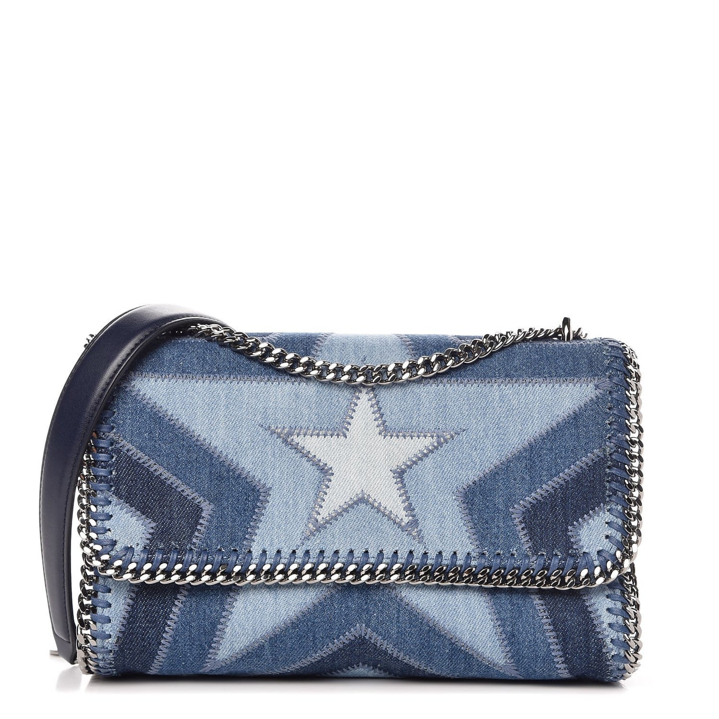 Eco Denim Star Quilted Crossbody Blue