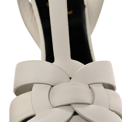 Saint Laurent Calfskin Tribute 105 Platform Sandals 37 Porcellana 9 of 11