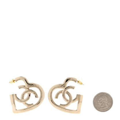 Chanel Metal CC Heart Coco In Love Hoop Earrings Gold 2 of 5