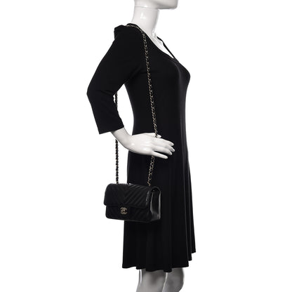 Chanel Lambskin Chevron Quilted Mini Rectangular Flap Black 2 of 12