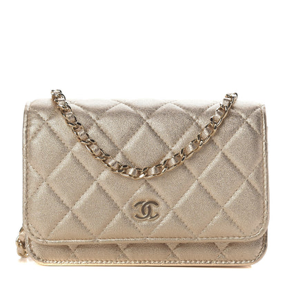 Chanel Metallic Lambskin Quilted Mini Wallet On Chain WOC Gold 1 of 11