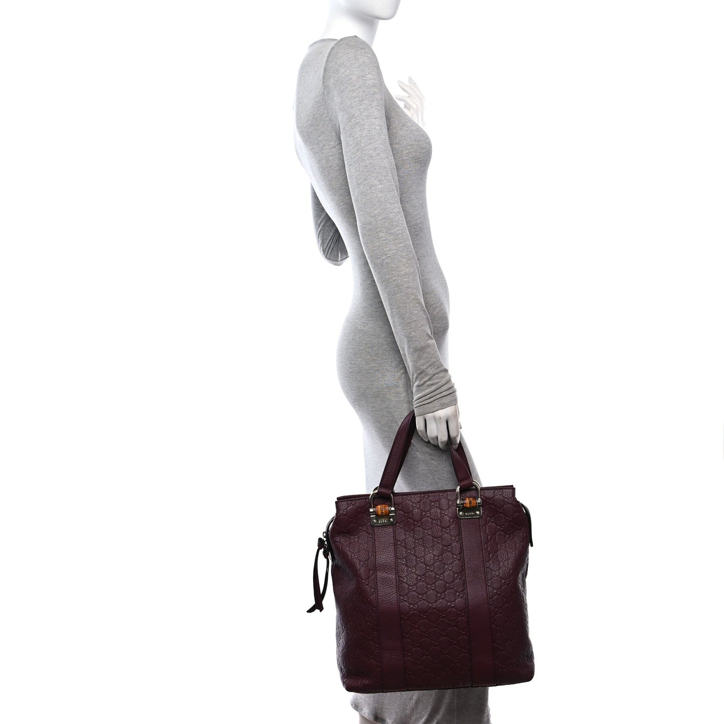 Guccissima Tender Bamboo Bar Tote Burgundy