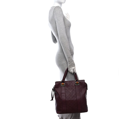 Gucci Guccissima Tender Bamboo Bar Tote Burgundy 2 of 10