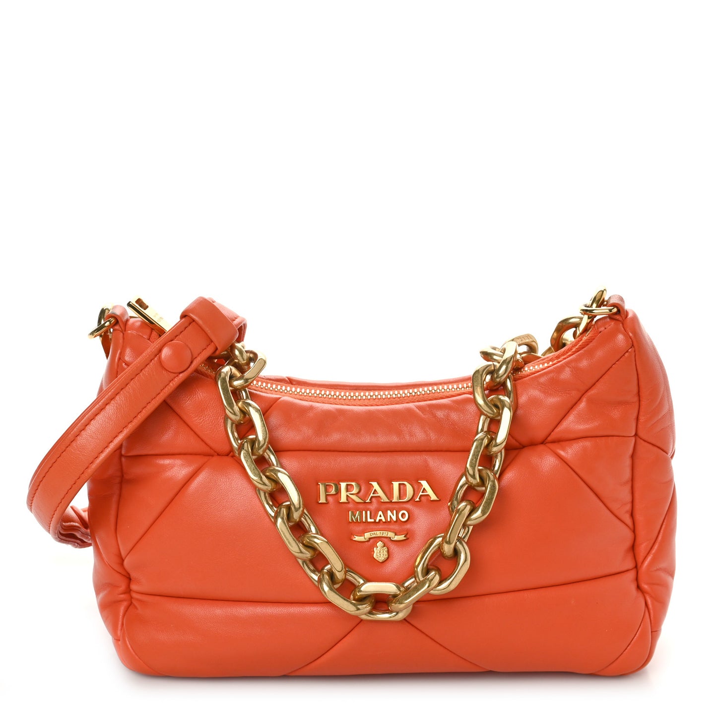 Nappa Triangle Quilted Patchwork System Bag Arancio
