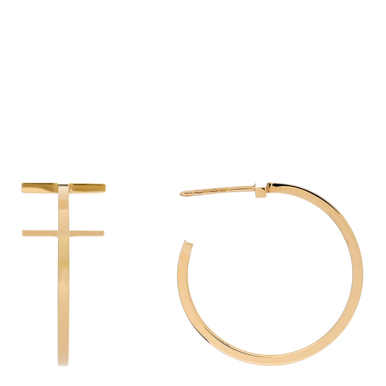 Tiffany 18K Yellow Gold Medium T Wire Hoop Earrings 1 of 5