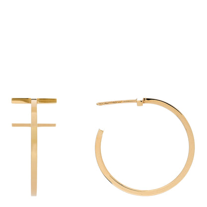 Tiffany 18K Yellow Gold Medium T Wire Hoop Earrings 1 of 5