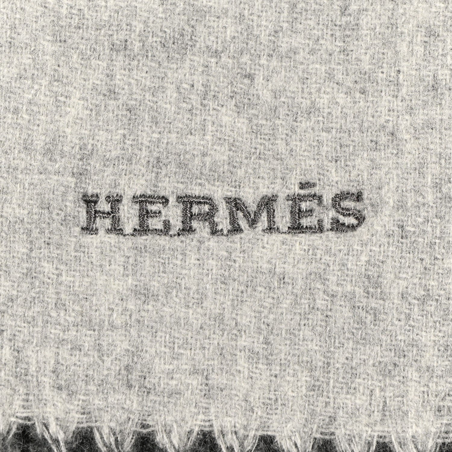Hermes Cashmere Fringe Double Face Scarf Black Gris Flanelle 3 of 4