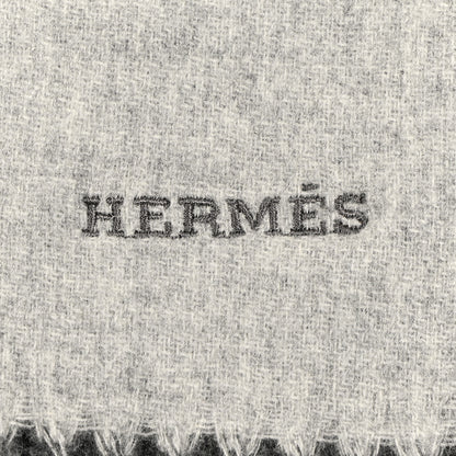 Hermes Cashmere Fringe Double Face Scarf Black Gris Flanelle 3 of 4