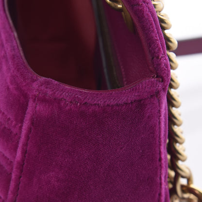 Gucci Velvet Matelasse Small GG Marmont Shoulder Bag Fuchsia Violet Cyclamen 12 of 12