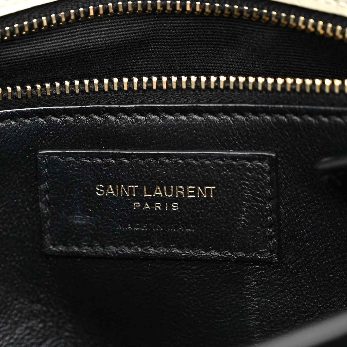 Saint Laurent Calfskin Crocodile Embossed Monogram Cassandra Clasp Bag Crema Soft 6 of 14