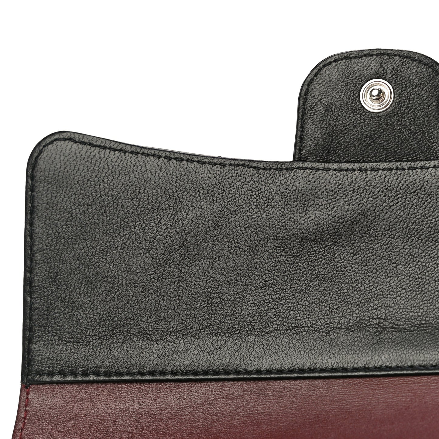 Lambskin Quilted Large Gusset Flap Wallet Black