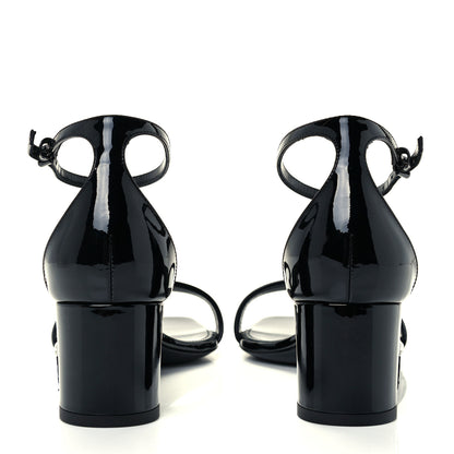 Saint Laurent Patent Calfskin Loulou Ankle Strap Sandals 36.5 Black 6 of 12