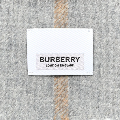 Burberry Cashmere Half Mega Check Monogram TB Reversible Fringe Scarf Mid Grey 3 of 3