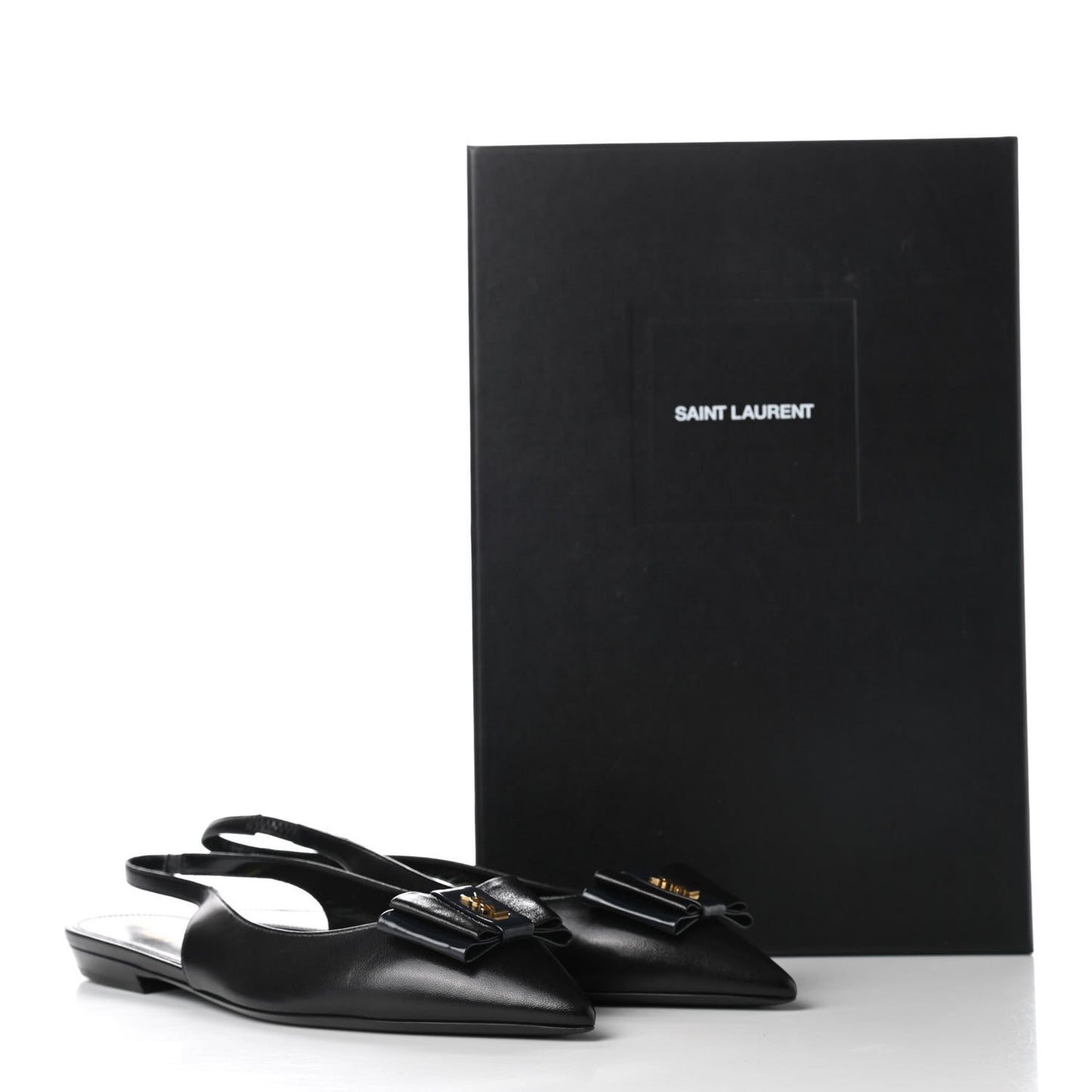 Patent Smooth Lambskin Anais Slingback Flats 37 Black Navy