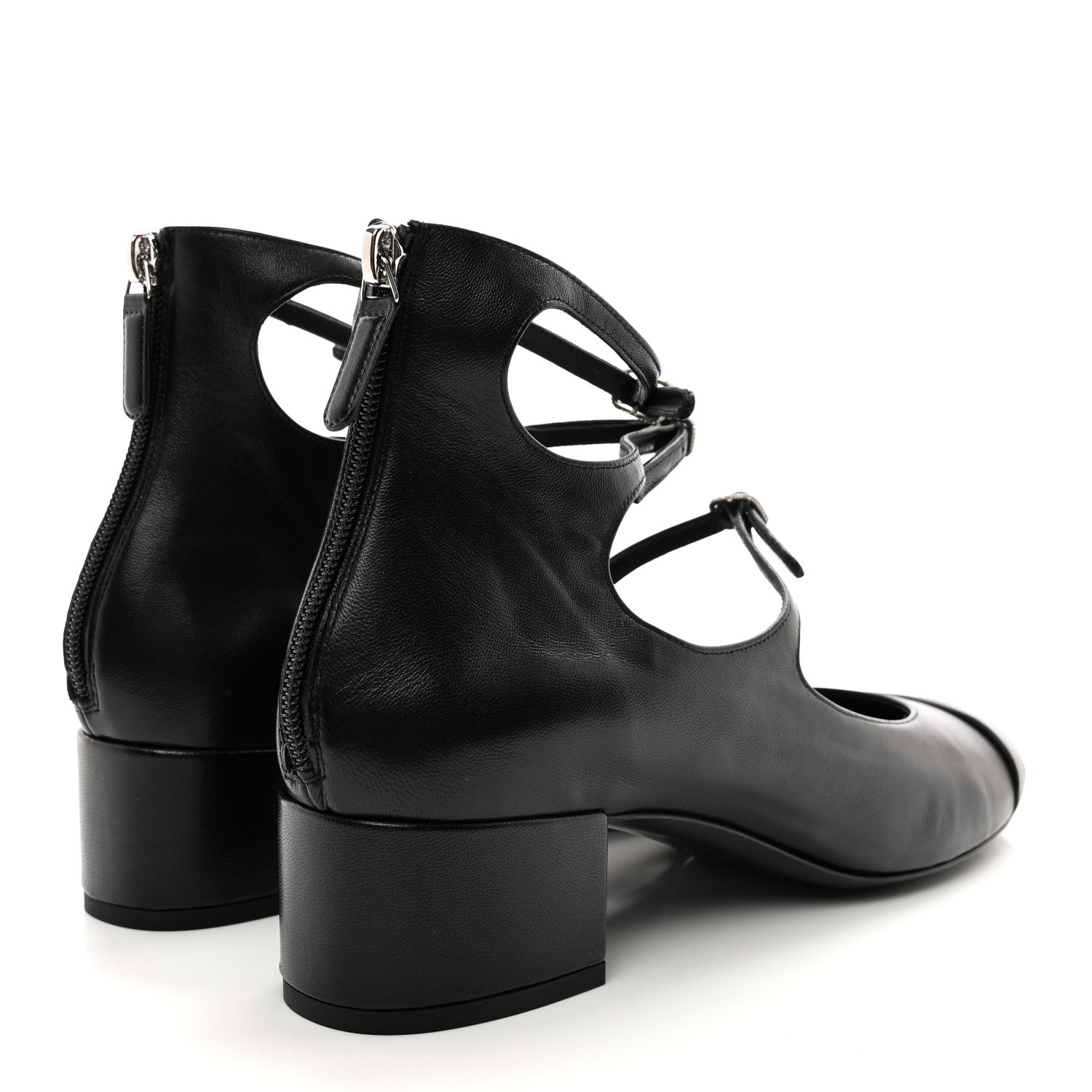 Chanel Lambskin Cap Toe CC Mary Jane Short Boots 41 Black 4 of 9