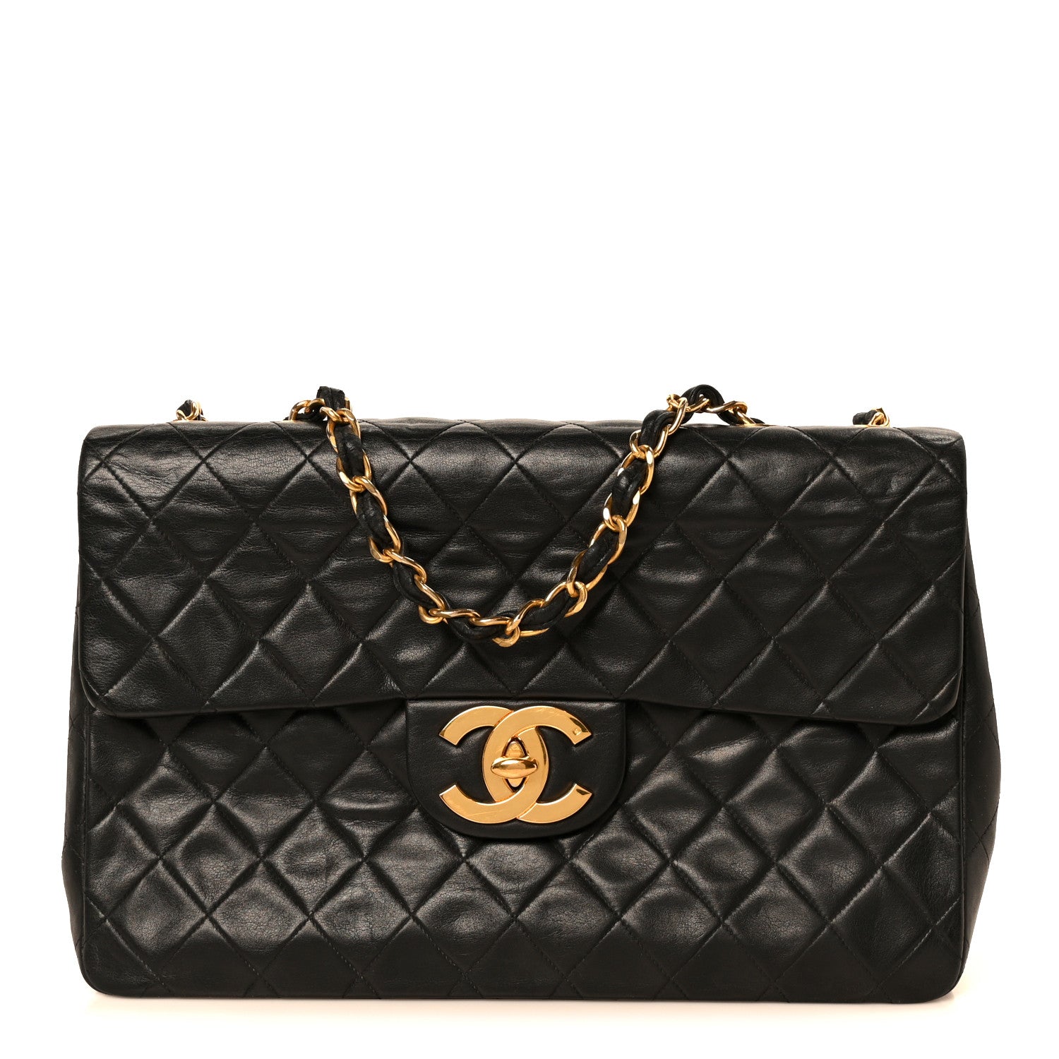 Chanel Lambskin Quilted XL Jumbo Single Flap Black 1 of 12