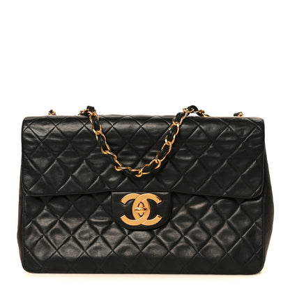 Chanel Lambskin Quilted XL Jumbo Single Flap Black 1 of 12